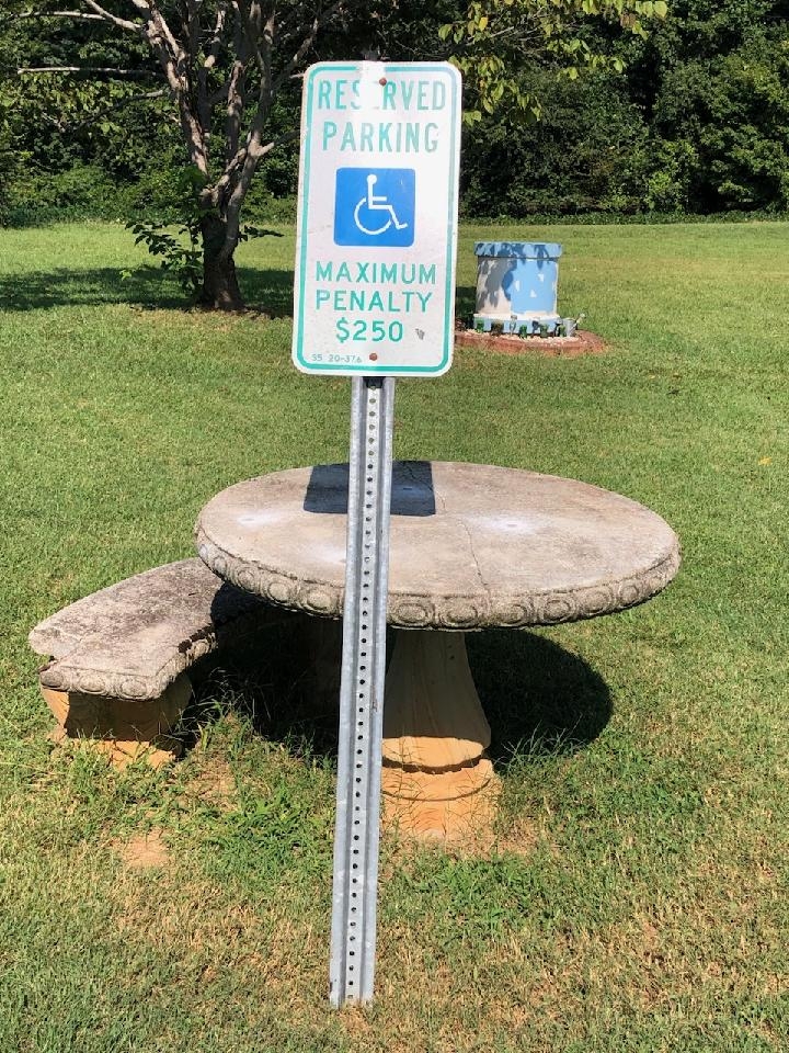 HANDICAP SIGNS ON POSTS.